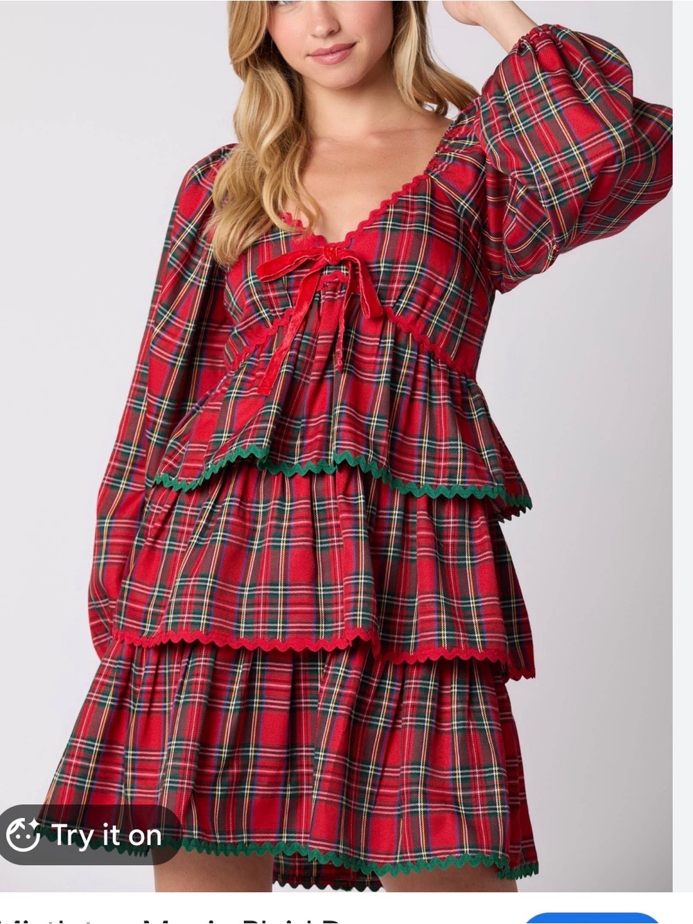 Peach Love California Red Plaid Skirt